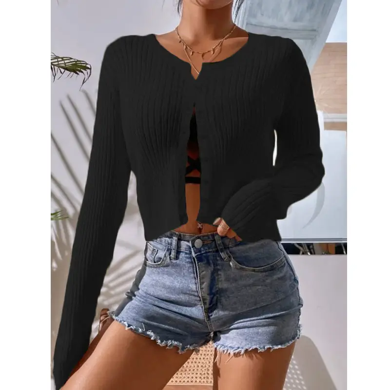 White Knitted Cardigan Sweater Top for Women - Image 6
