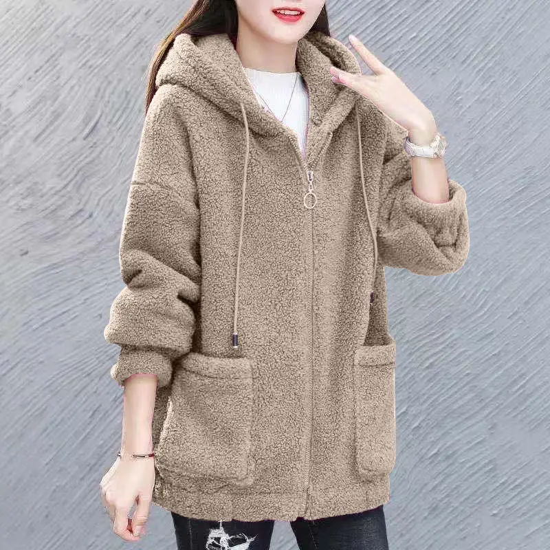 Lamb Velvet Hooded Sweatshirt Women 2025 Winter Warm - Image 6