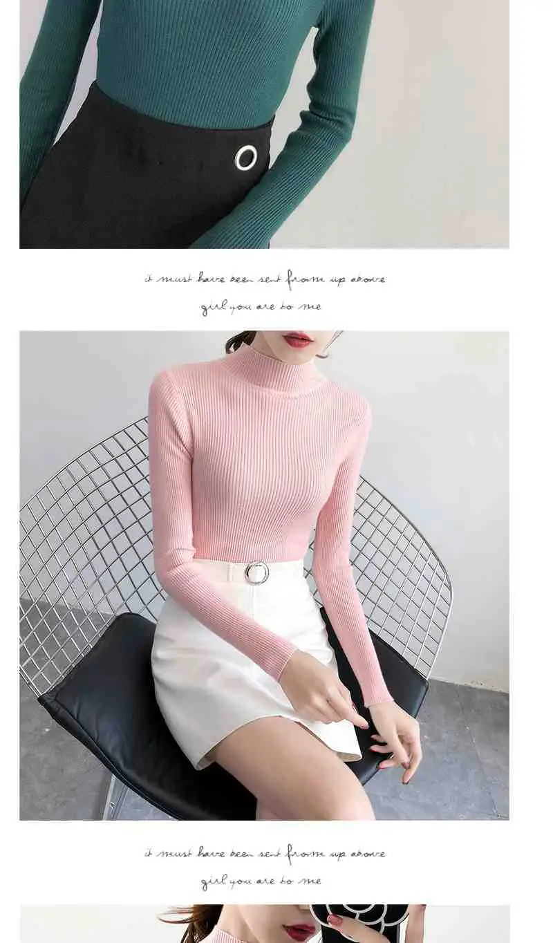 Half Turtleneck Knit Sweater for Women Grey — feature 10