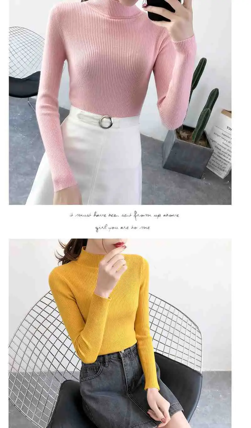 Half Turtleneck Knit Sweater for Women Grey — feature 11