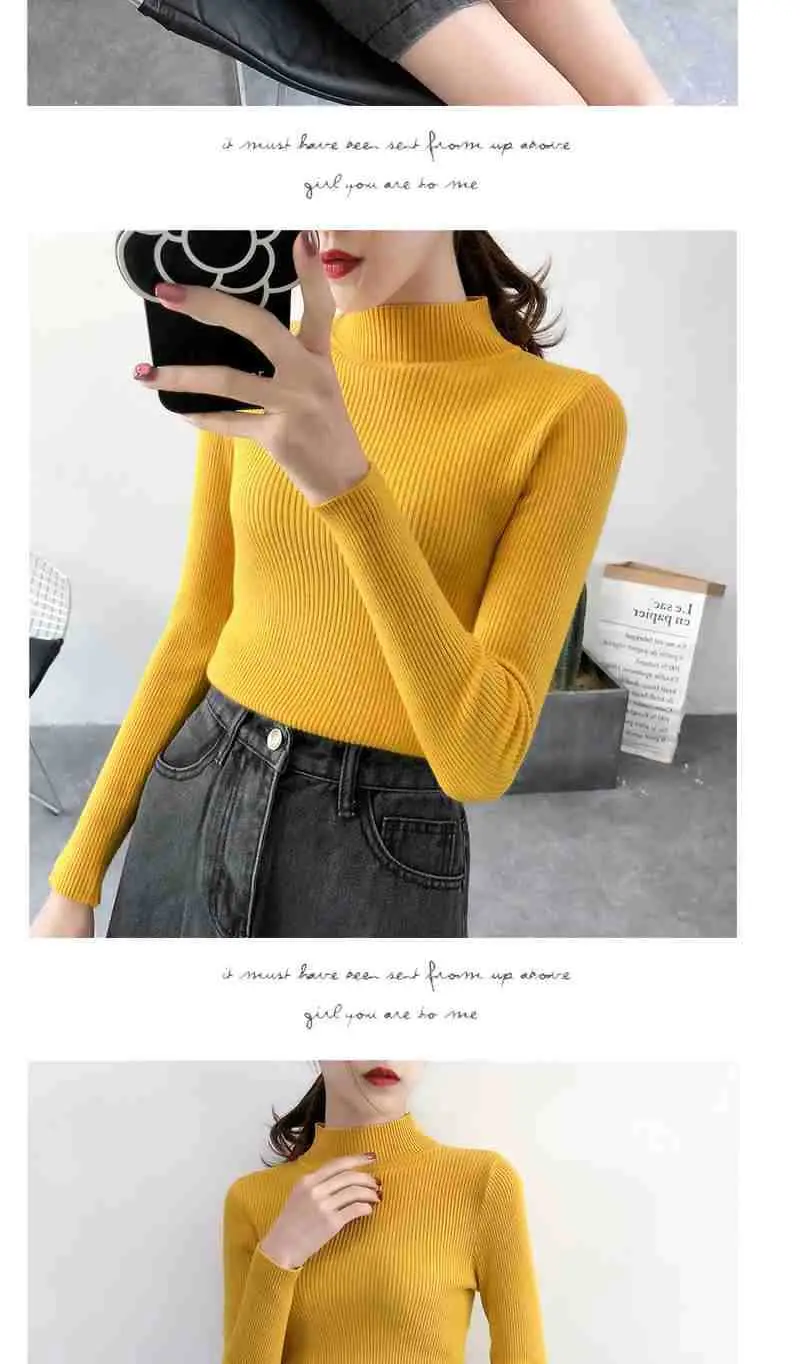 Half Turtleneck Knit Sweater for Women Grey — feature 12