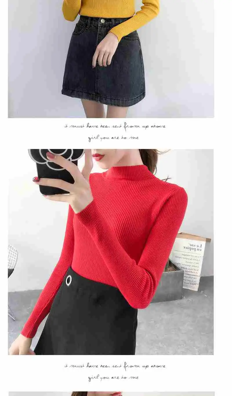 Half Turtleneck Knit Sweater for Women Grey — feature 13