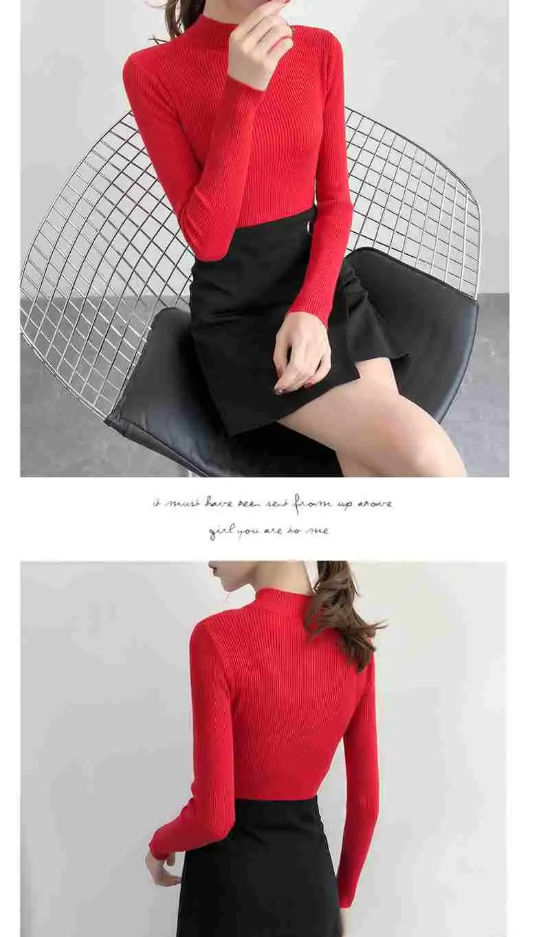 Half Turtleneck Knit Sweater for Women Grey — feature 14