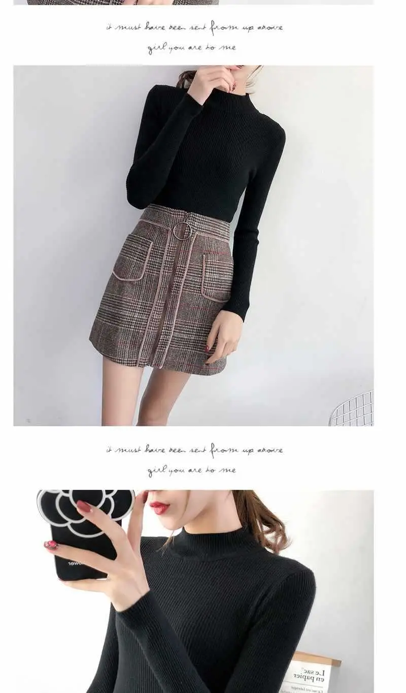 Half Turtleneck Knit Sweater for Women Grey — feature 7