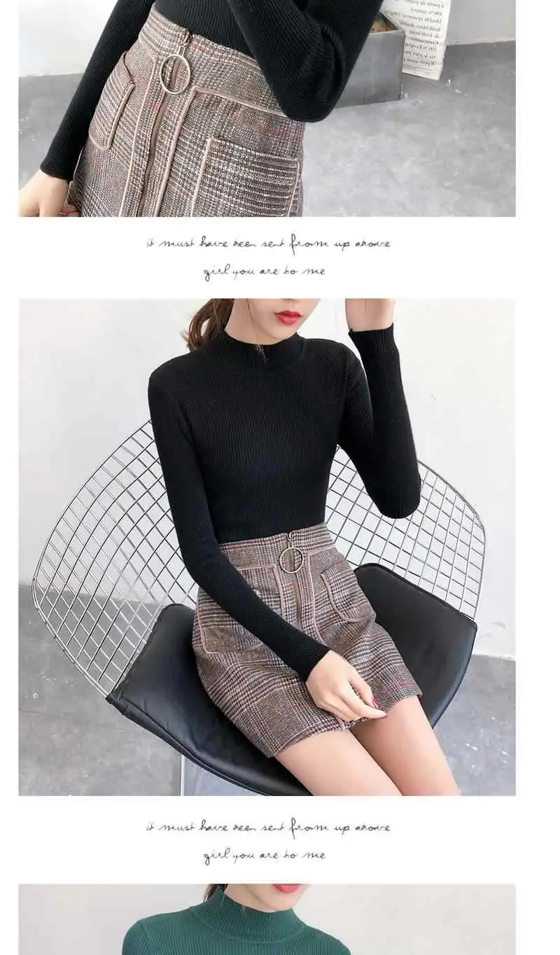 Half Turtleneck Knit Sweater for Women Grey — feature 8