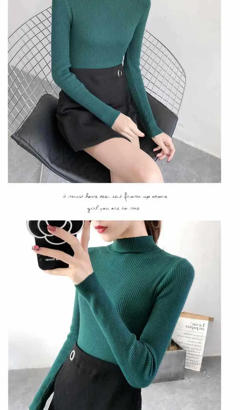 Half Turtleneck Knit Sweater for Women Grey — feature 9
