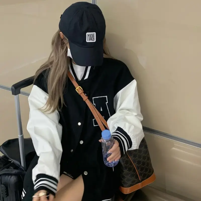 Women Fleece Jacket Black White 2022 Winter Casual - Image 4
