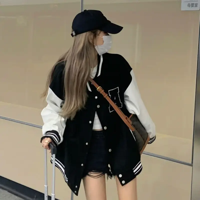 Women Fleece Jacket Black White 2022 Winter Casual - Image 5