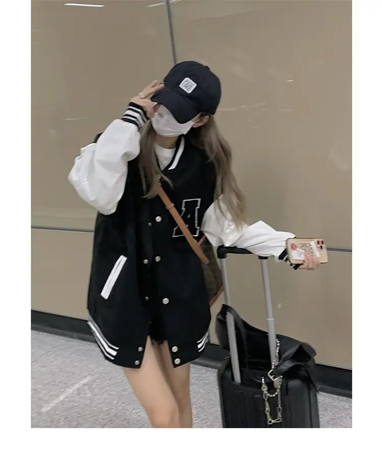 Women Fleece Jacket Black White 2022 Winter Casual - Image 6