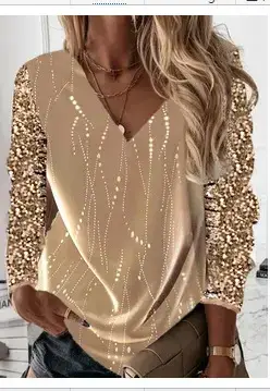 Red Sequin Long Sleeve Pullover for Women - Image 8