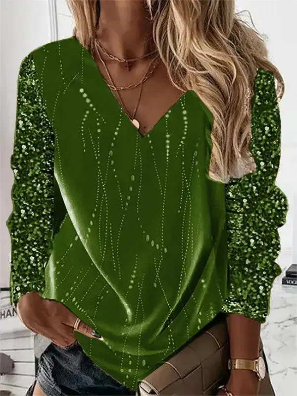 Red Sequin Long Sleeve Pullover for Women - Image 6
