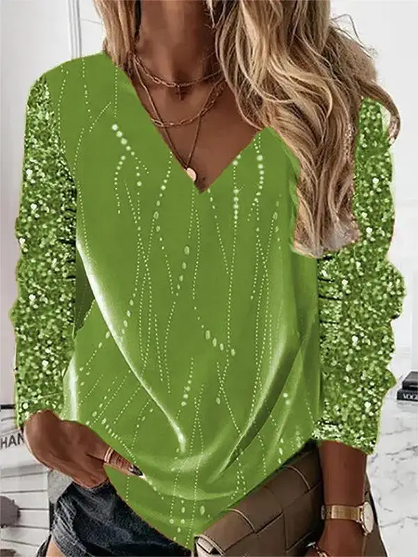 Red Sequin Long Sleeve Pullover for Women - Image 7