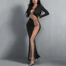 2025 Pink Printed Long Sleeve V-Neck Bodycon Dress — feature 10