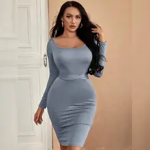 2025 Pink Printed Long Sleeve V-Neck Bodycon Dress — feature 11