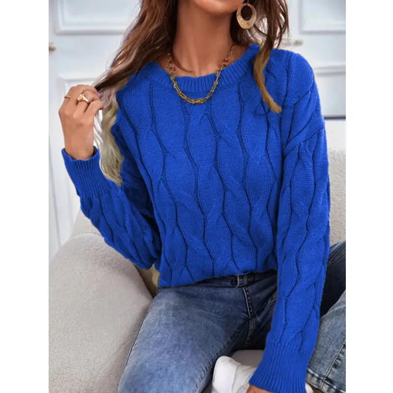 Women's Loose Knitted Pullover Sweater Beige Winter Coat