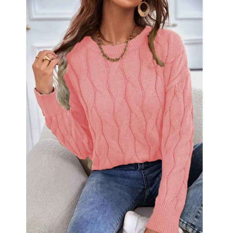 Women's Loose Knitted Pullover Sweater Beige Winter Coat
