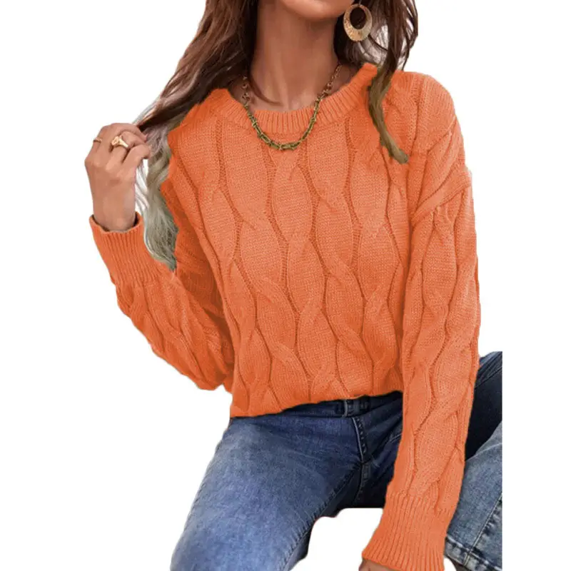 Women's Loose Knitted Pullover Sweater Beige Winter Coat