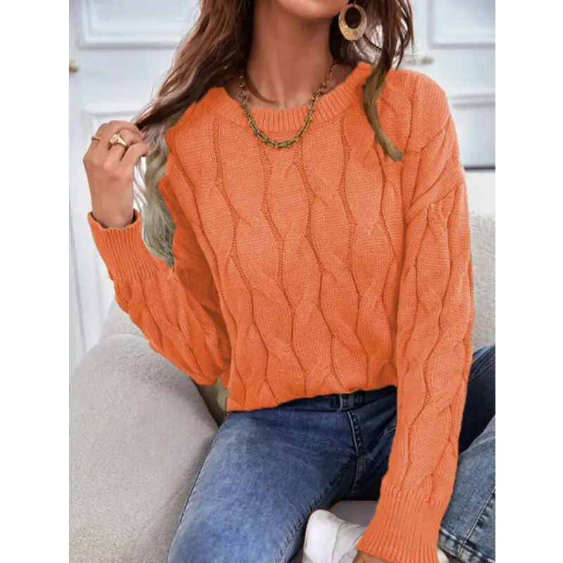 Women's Loose Knitted Pullover Sweater Beige Winter Coat