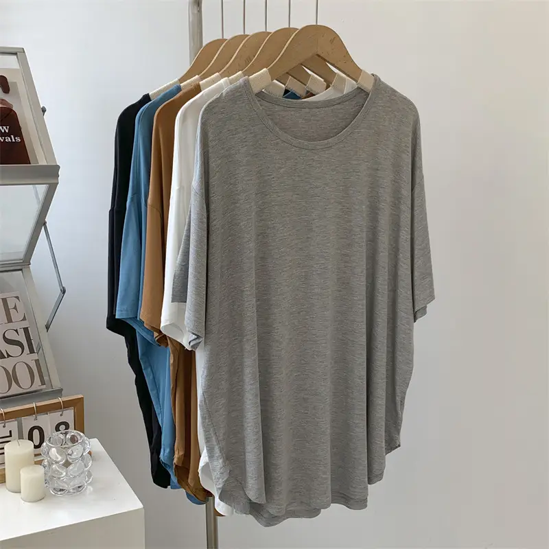 Women Loose Fit T-Shirt Brown Medium Size - Image 7
