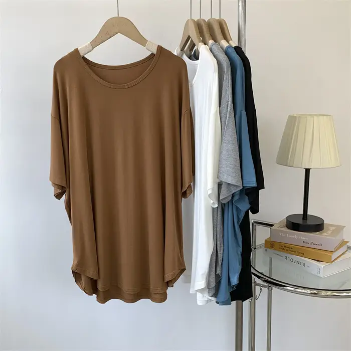 Women Loose Fit T-Shirt Brown Medium Size — feature 11