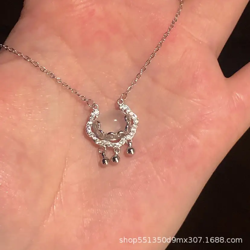 White Chalcedony Lock Light Necklace for Women - Image 5