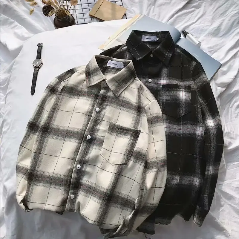Men Plaid Long Sleeve Shirt Spring Autumn Loose Casual - Image 6