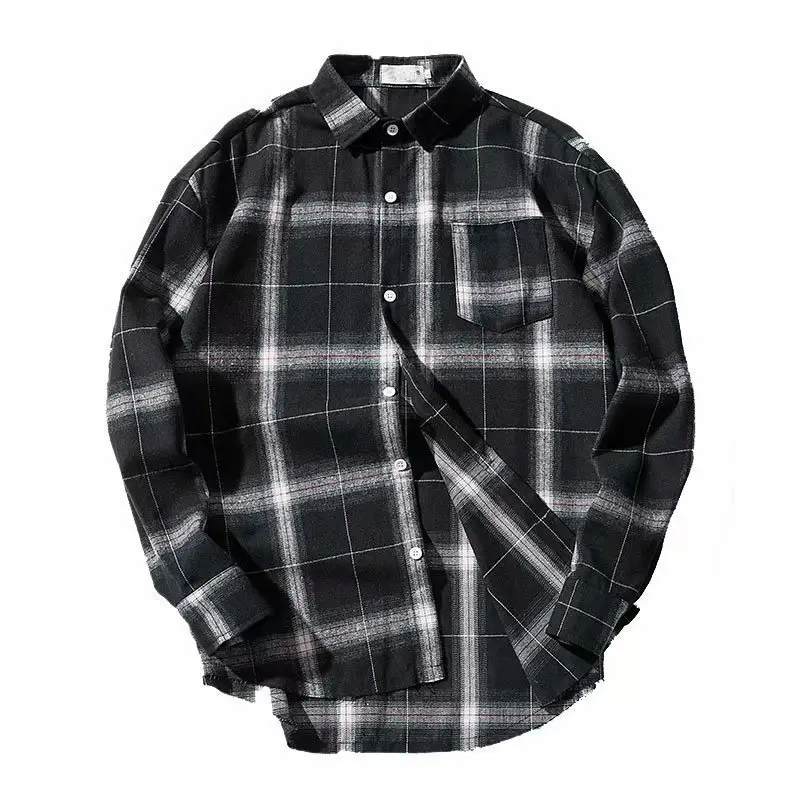 Men Plaid Long Sleeve Shirt Spring Autumn Loose Casual - Image 7