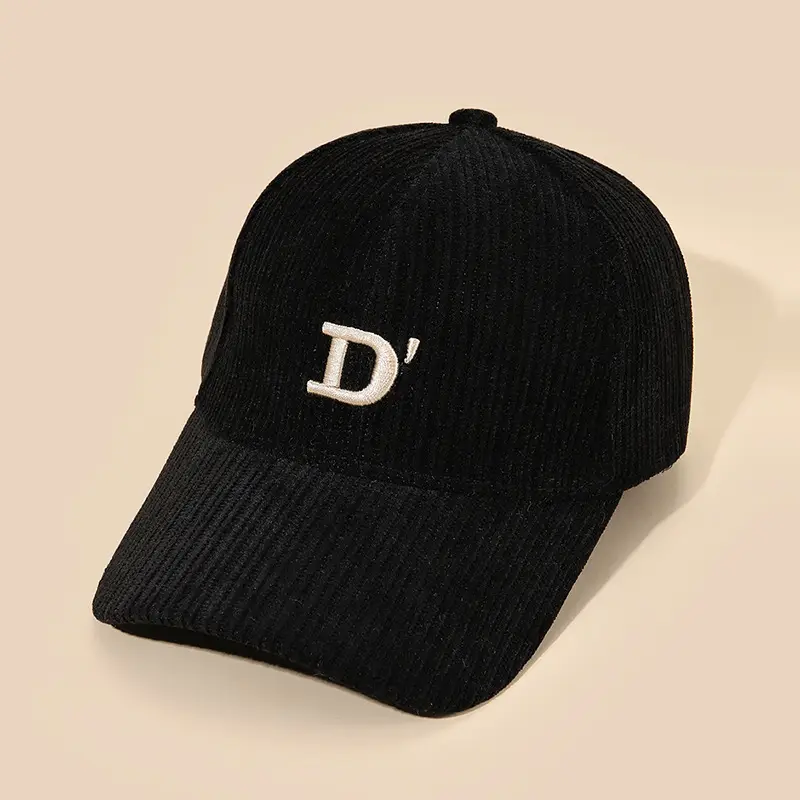 Women Black D-Letter Baseball Cap Warm P