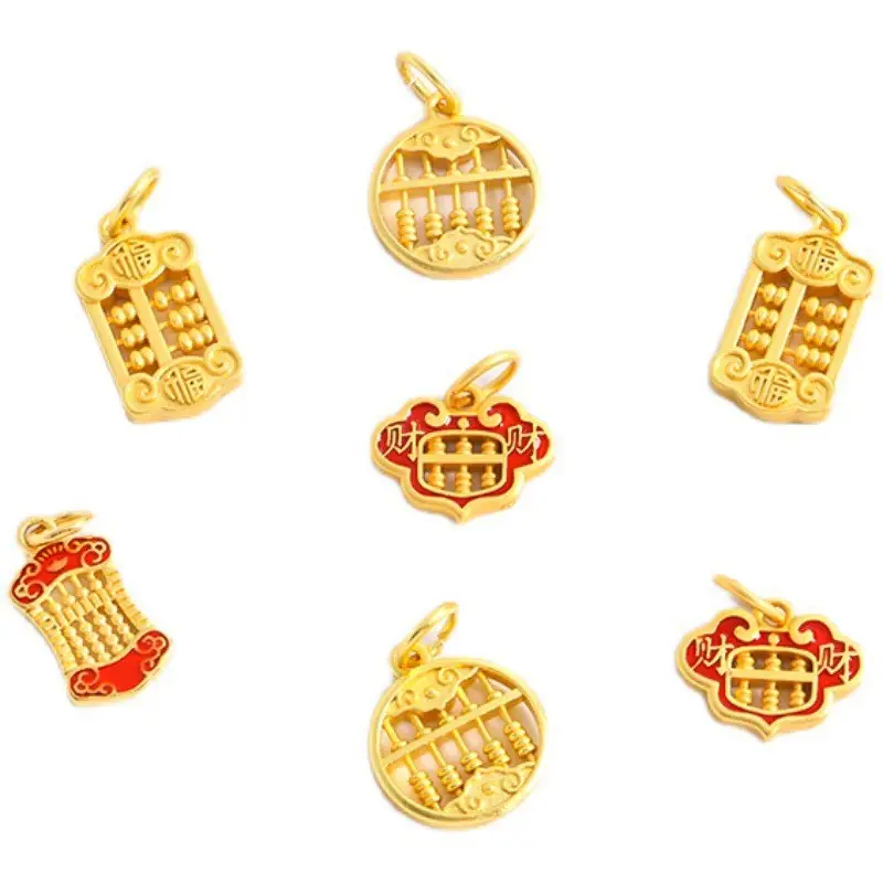 Vietnamese Gold Ruyi Abacus Pendant for Men Women - Image 7