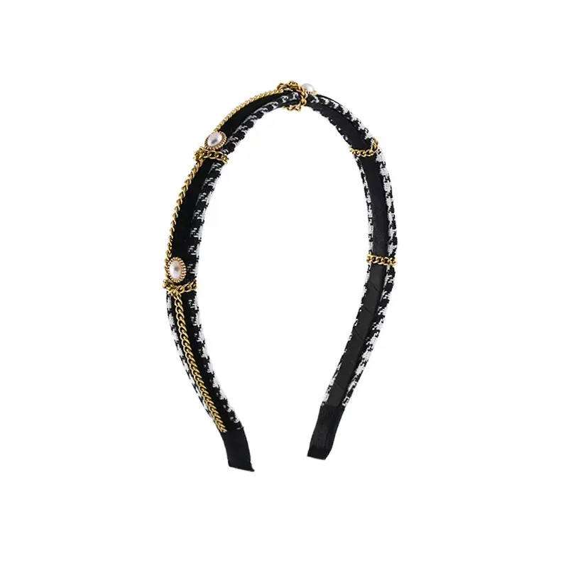 Pearl & Crystal Hair Band with Tassel & Hoop Design - Image 8