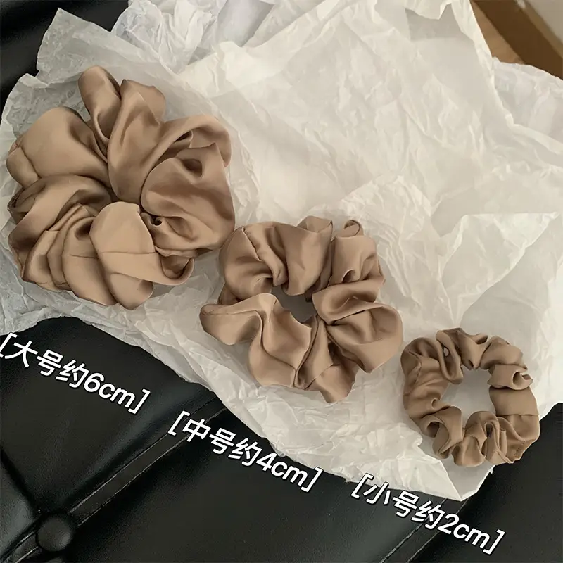 4 Color Hair Scrunchies Silky Satin Autumn Winter Brown