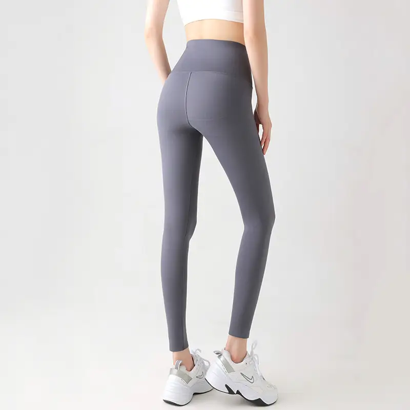 Women Cross Waist Shark Pants Grey Nylon High Waist Tummy Control