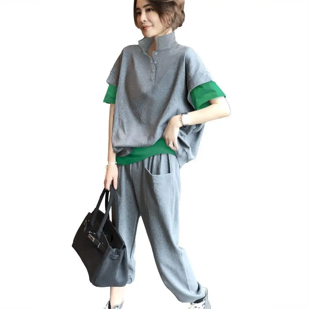 Grey Loose Fit Women's Casual Two-Piece Suit - Image 6