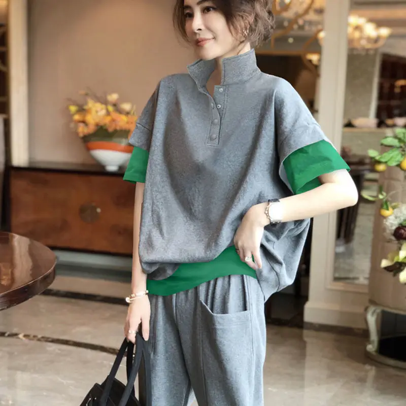 Grey Loose Fit Women's Casual Two-Piece Suit — feature 7