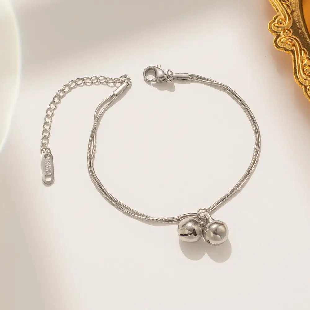 Two Bell Titanium Steel Bracelets for Women Adjustable - Image 2