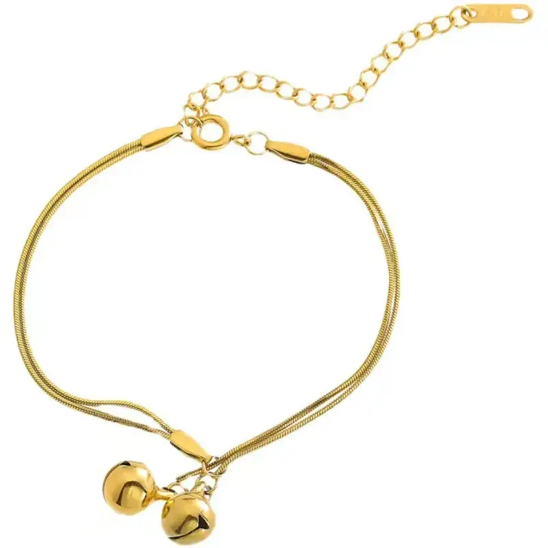 Two Bell Titanium Steel Bracelets for Women Adjustable - Image 5