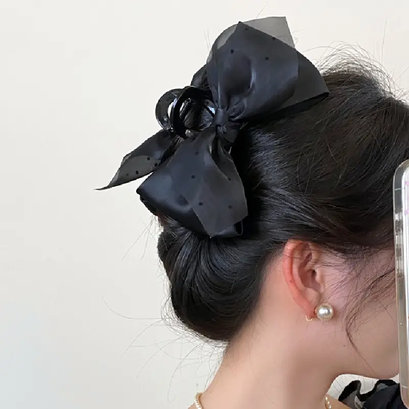 Black Velvet Bow Hairpin for Women Summer - Image 10