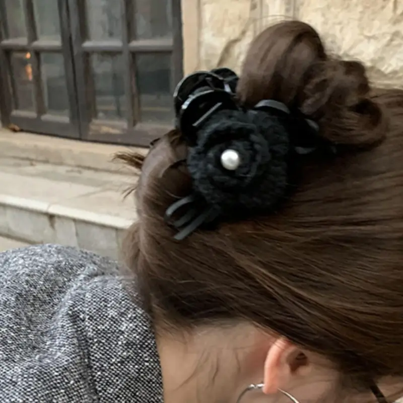 Black Velvet Bow Hairpin for Women Summer - Image 14