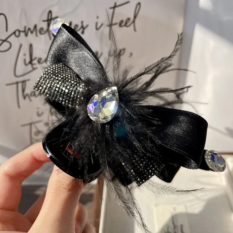 Black Velvet Bow Hairpin for Women Summer - Image 19