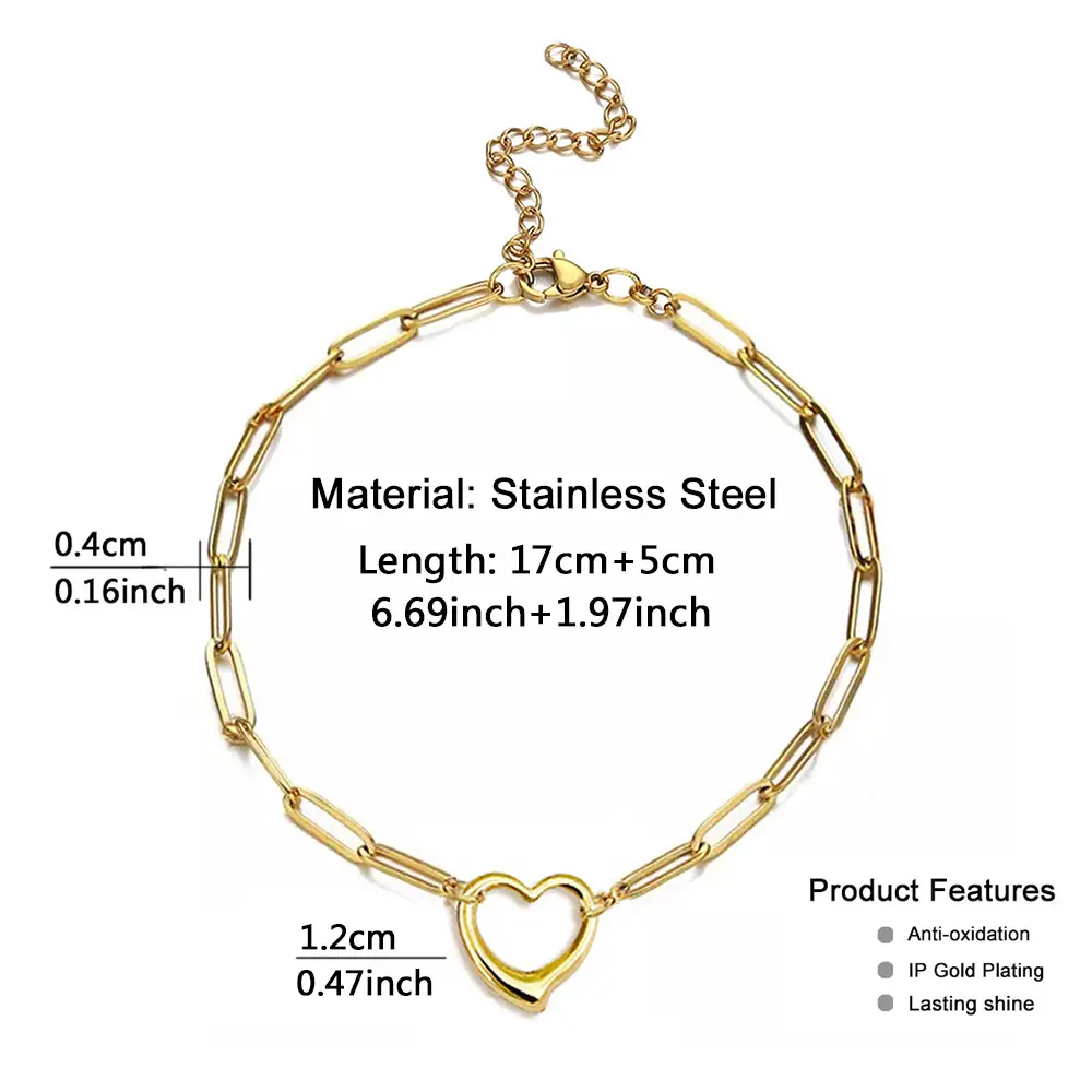 Stainless Steel Love Pendant Charm Bracelet Gold - Image 5