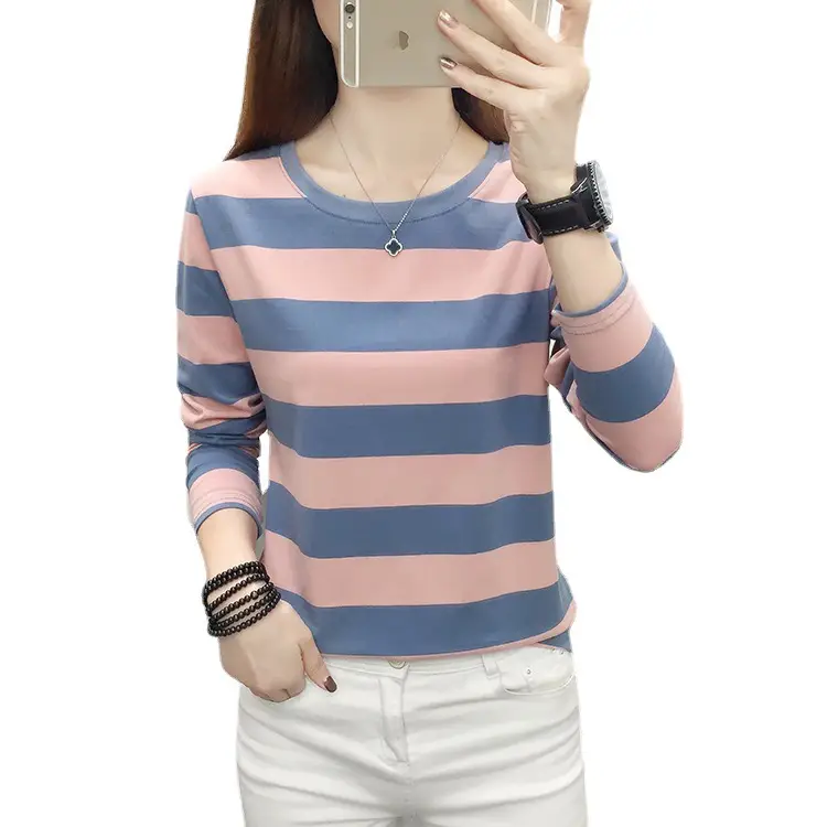 2024 Long Sleeve Striped T-Shirt Women Cotton Plus Size - Image 10
