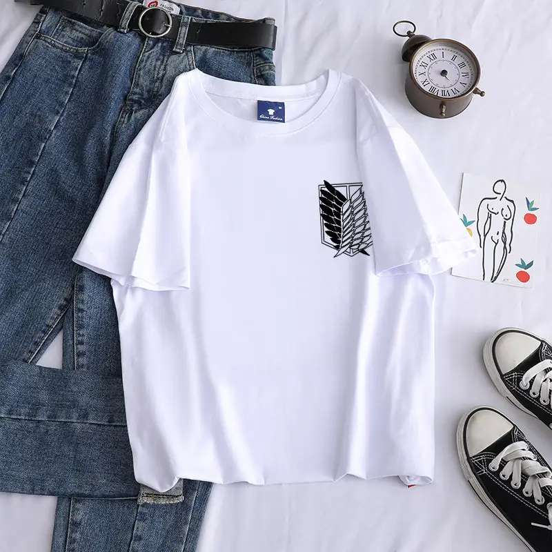 Light Blue Cotton T-Shirt with Wing Print - Image 4