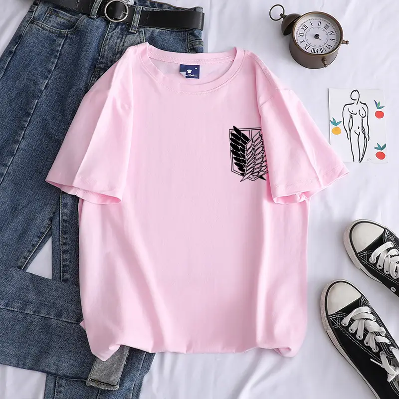 Light Blue Cotton T-Shirt with Wing Print - Image 3