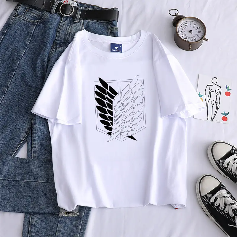 Light Blue Cotton T-Shirt with Wing Print - Image 6