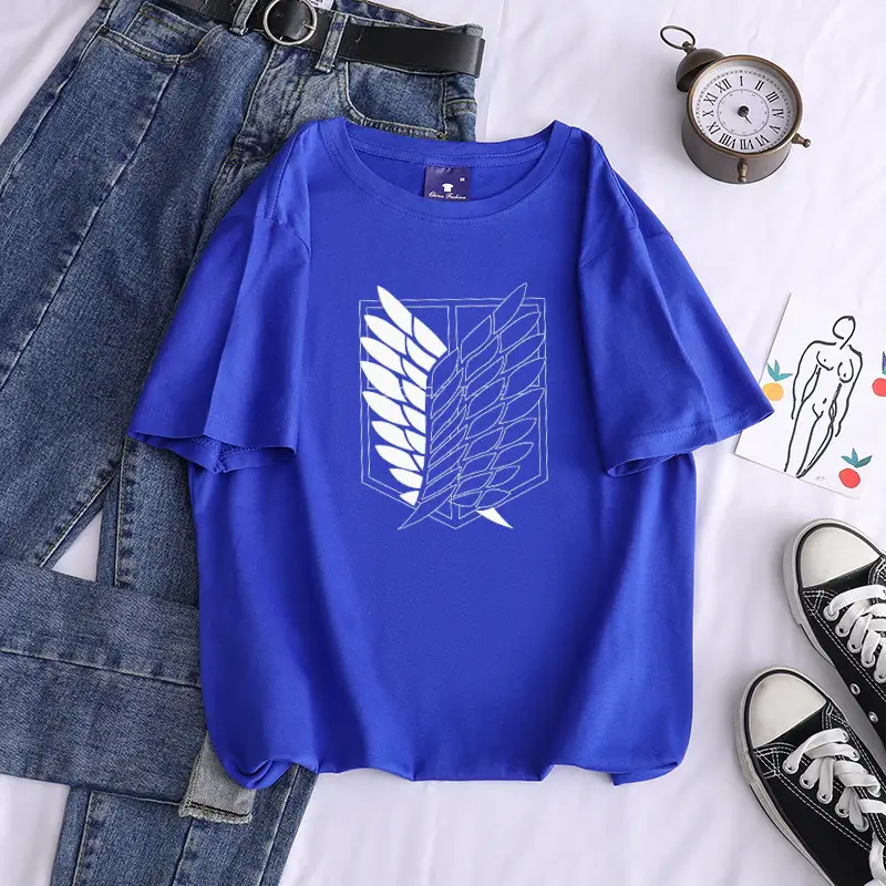 Light Blue Cotton T-Shirt with Wing Print - Image 10