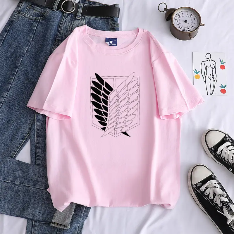Light Blue Cotton T-Shirt with Wing Print - Image 7