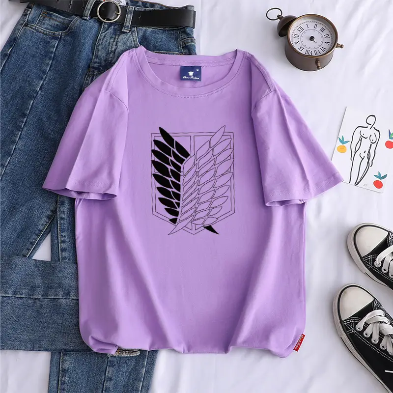 Light Blue Cotton T-Shirt with Wing Print - Image 8