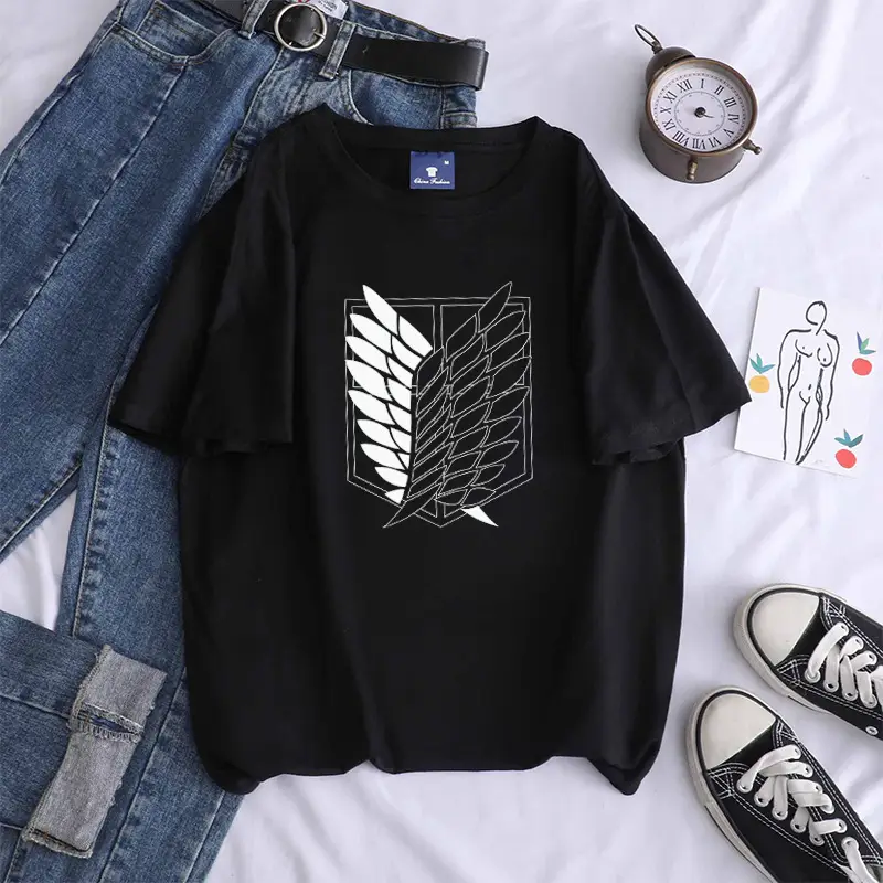 Light Blue Cotton T-Shirt with Wing Print - Image 9