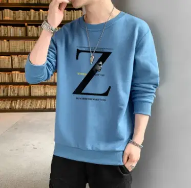 Men Blue Graphic Crew Neck Sweatshirt - Image 11