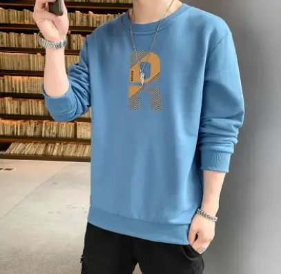 Men Blue Graphic Crew Neck Sweatshirt - Image 7